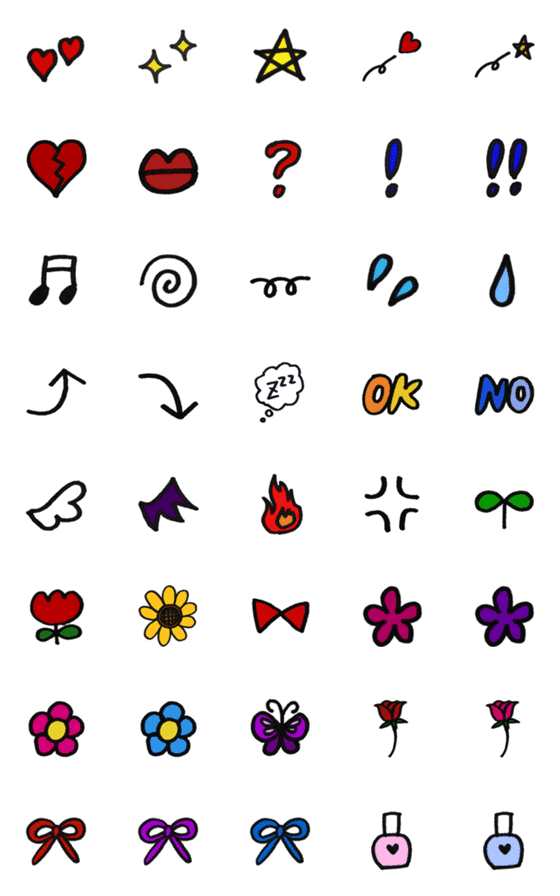 [LINE絵文字]毎日使える手書き絵文字《基本の絵文字》の画像一覧