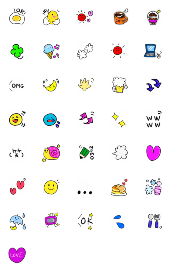 [LINE絵文字]カラフルポップなかわいい絵文字の画像一覧