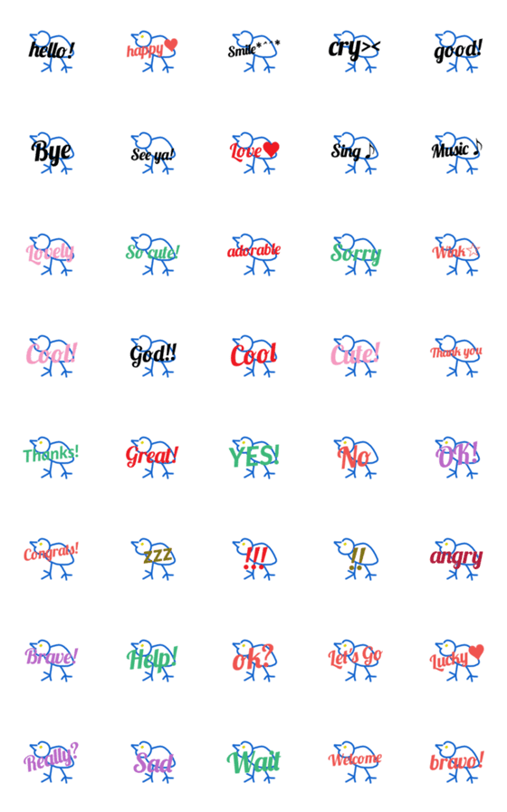 [LINE絵文字]SimpleBird_English(Linaco)の画像一覧