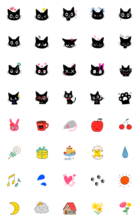 [LINE絵文字]黒猫モルモルの絵文字の画像一覧