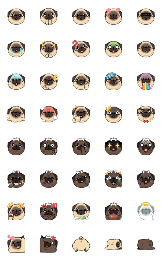 [LINE絵文字]Pug-Apo ＆ oppa emojiの画像一覧