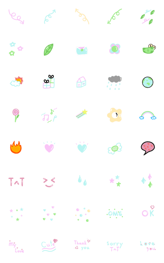 [LINE絵文字]Pastel cute emoji1の画像一覧