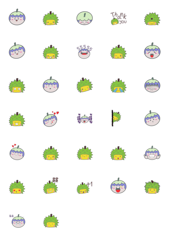 [LINE絵文字]Durian and Mangosteen cute emojiの画像一覧