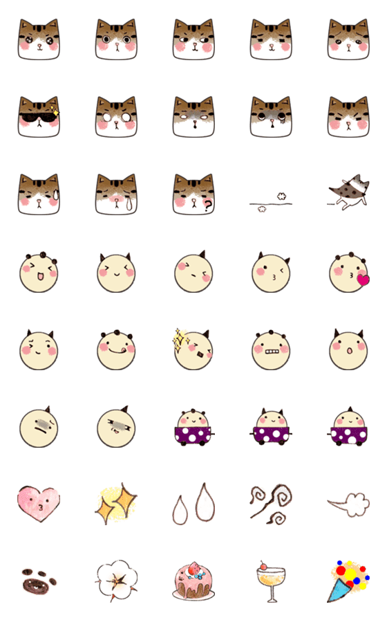 [LINE絵文字]Sesame and his hairballs - emojiの画像一覧