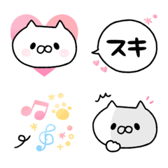 [LINE絵文字] 毎日使える！しろねこさん絵文字の画像