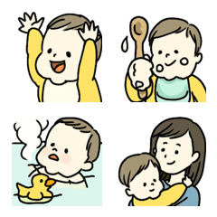 [LINE絵文字] 黄色いロンパースの赤ちゃんの画像