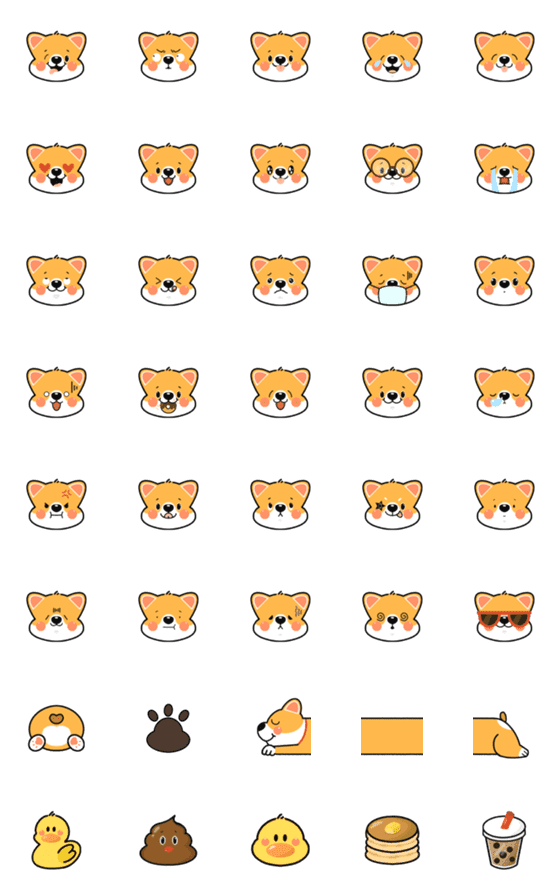 [LINE絵文字]Chubby Corgi Emojiの画像一覧