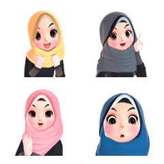 [LINE絵文字] Amarena Muslim hijab girl-Eng_emojiの画像