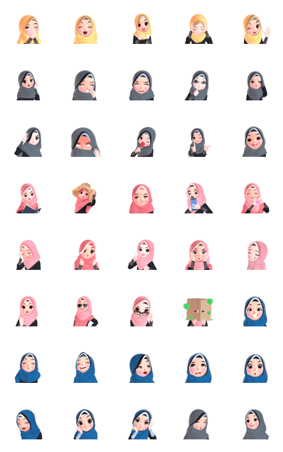 [LINE絵文字]Amarena Muslim hijab girl-Eng_emojiの画像一覧