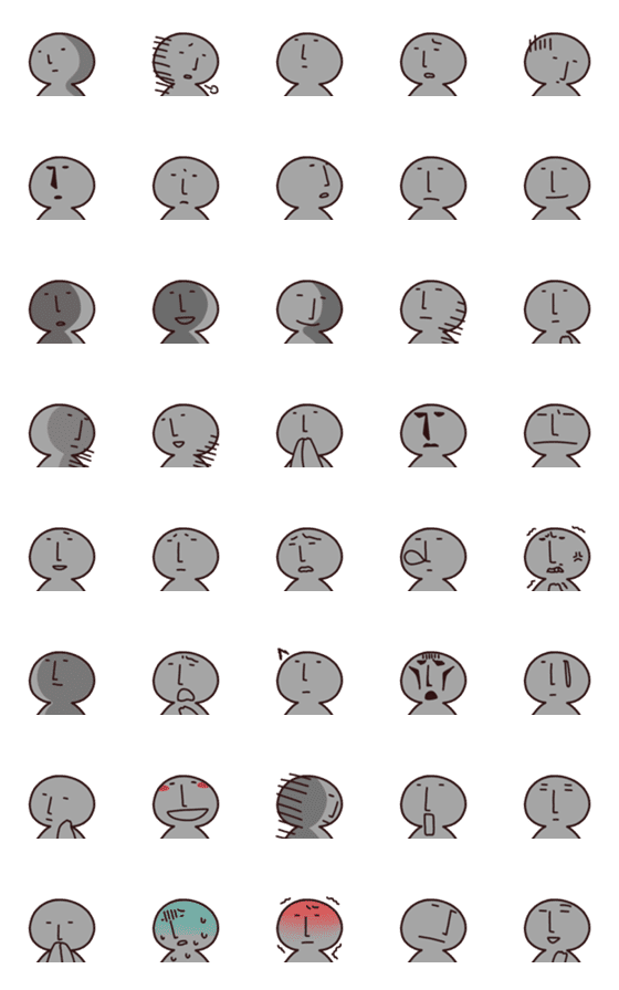 [LINE絵文字]GrayGrayMan Emojiの画像一覧