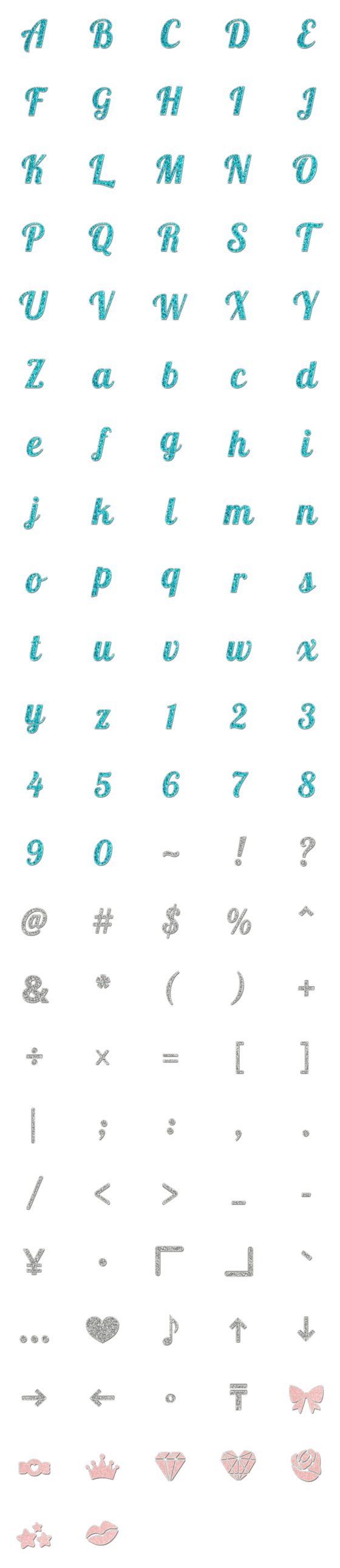 [LINE絵文字]Glitter fontの画像一覧