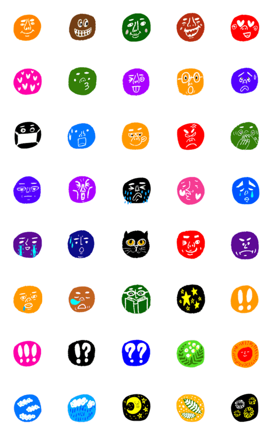 [LINE絵文字]color face 絵文字の画像一覧