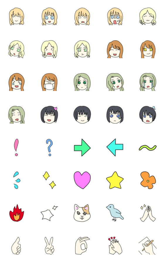 [LINE絵文字]おんなのこの絵文字の画像一覧