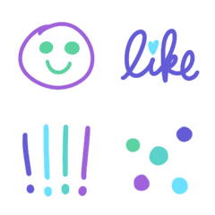 [LINE絵文字] Everyday Emojis: Blue Green Purpleの画像