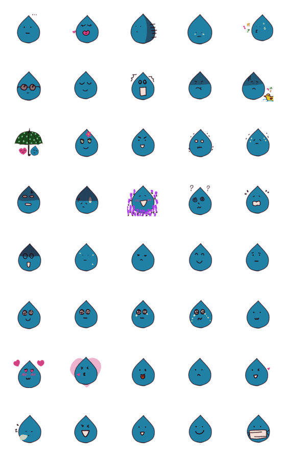 [LINE絵文字]Cute waterの画像一覧