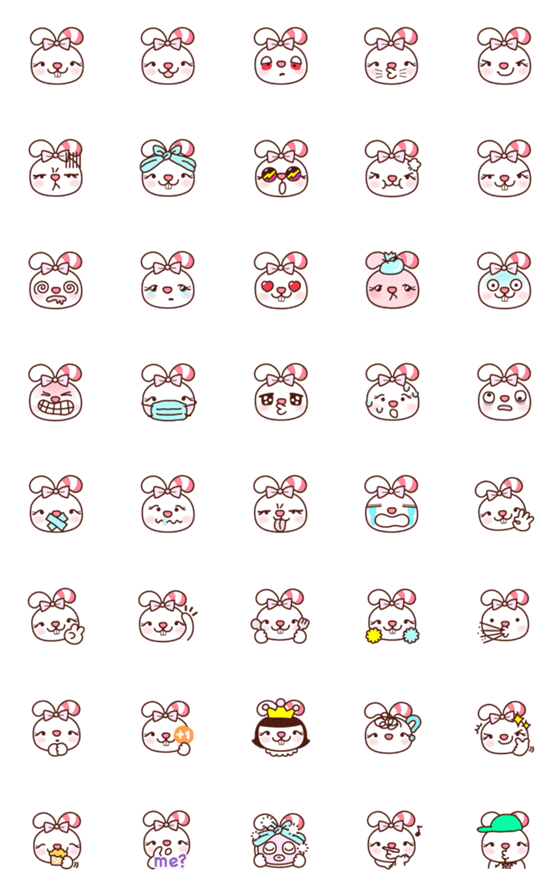 [LINE絵文字]Twopebaby Rabbit facial expressions1の画像一覧