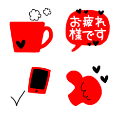 [LINE絵文字] 赤♥LOVE⑮の画像