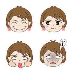 [LINE絵文字] Chubby face girl's emotional stickersの画像