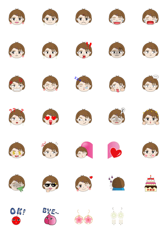 [LINE絵文字]Chubby face girl's emotional stickersの画像一覧