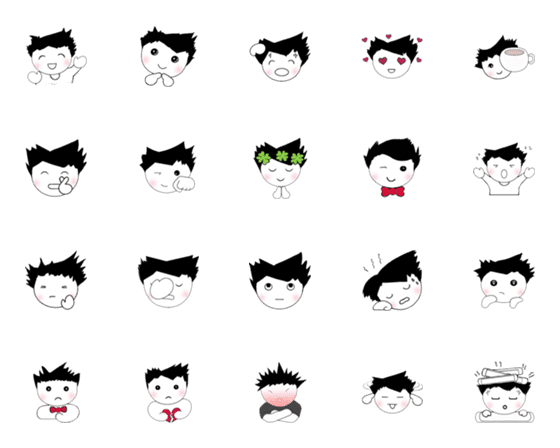 [LINE絵文字]Crazy Hair Boyの画像一覧