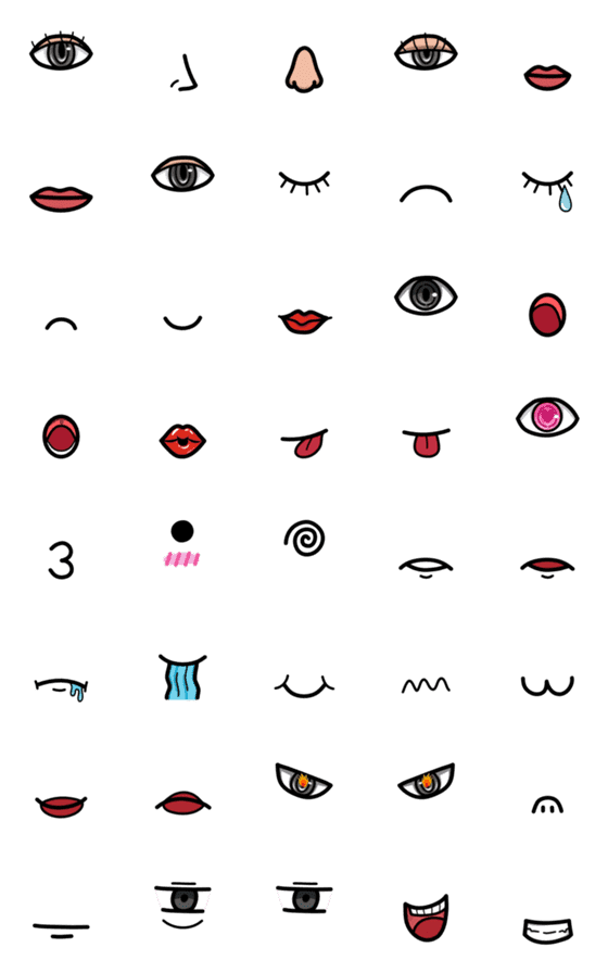 [LINE絵文字]eye nose lip diy emojiの画像一覧