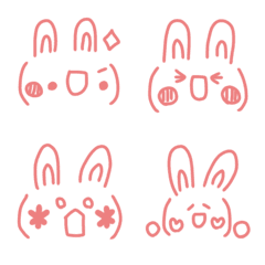 [LINE絵文字] シンプル可愛いうさぎの顔文字ーピンクの画像