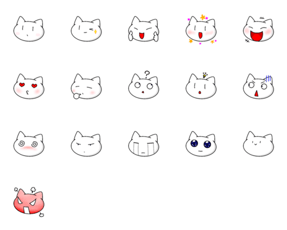 [LINE絵文字]しろいゆるねこ（絵文字）の画像一覧