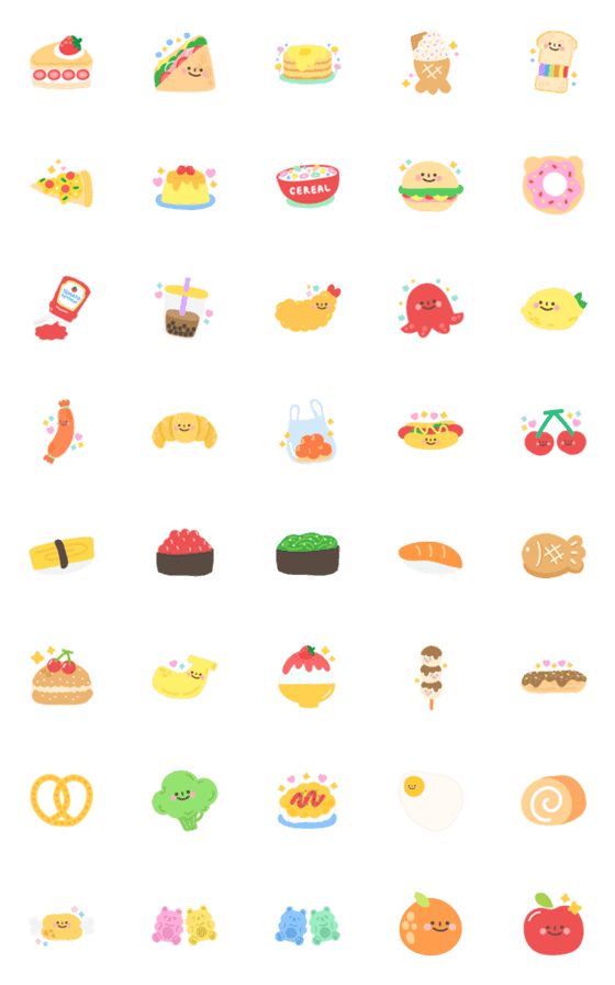 [LINE絵文字]Cute food emoji in pastelの画像一覧