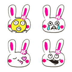 [LINE絵文字] Cute Flower Rabbit facial expressionsの画像