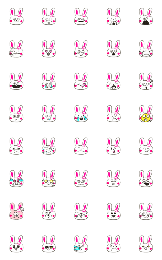 [LINE絵文字]Cute Flower Rabbit facial expressionsの画像一覧