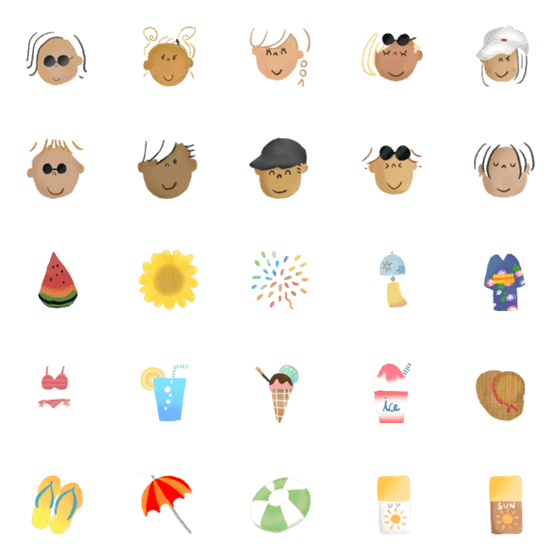 [LINE絵文字]mochi summer emojiの画像一覧