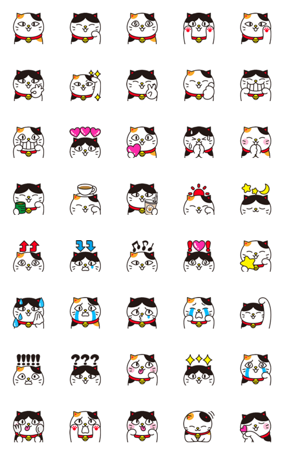 [LINE絵文字]【招き猫】ミケ＆ハチワレの画像一覧