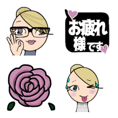 [LINE絵文字] おとな女子のスマート絵文字(モノクロ)の画像