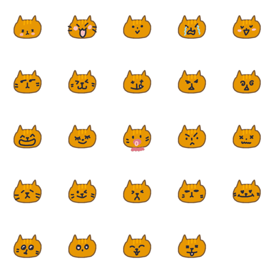 [LINE絵文字]Orange Cat Emoji Packの画像一覧