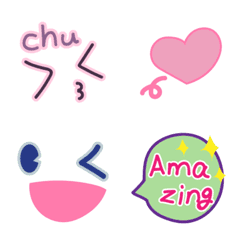 [LINE絵文字] シンプル カラフル 吹き出し＆表情の画像