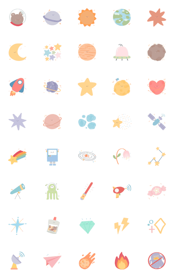 [LINE絵文字]little smile space emojiの画像一覧