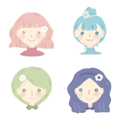 [LINE絵文字] Head Pastel Girlsの画像