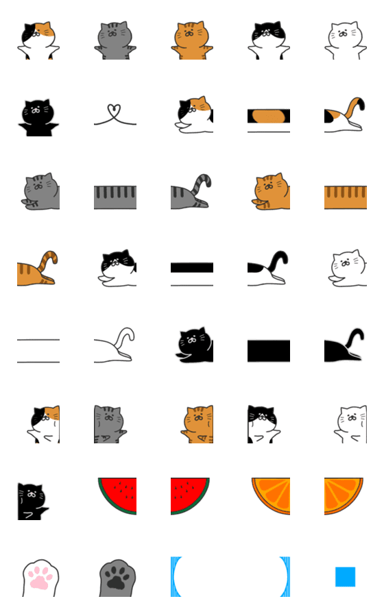 [LINE絵文字]Amodoodleくっつき猫1の画像一覧