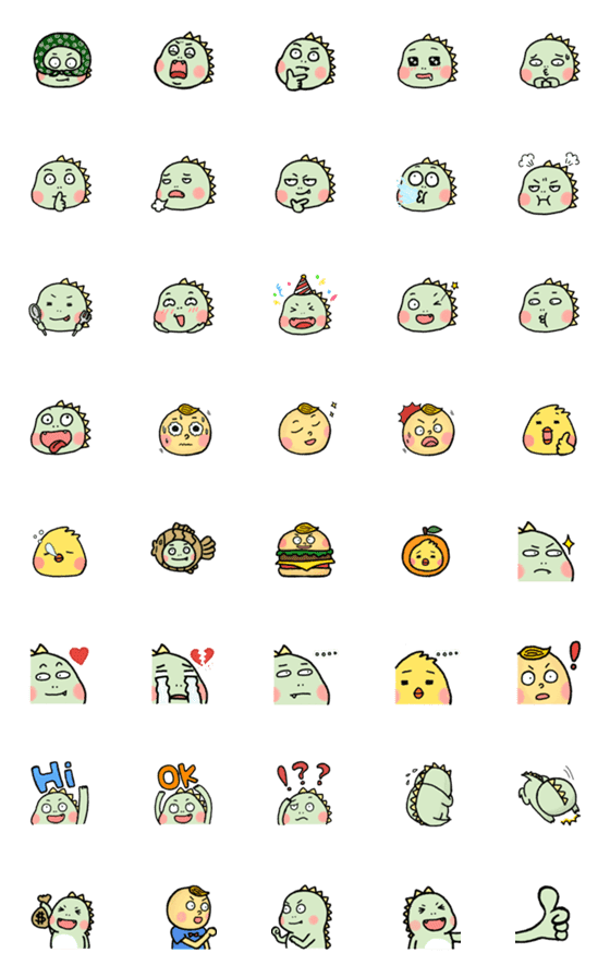 [LINE絵文字]Dinosaur Andre Emoji 2の画像一覧