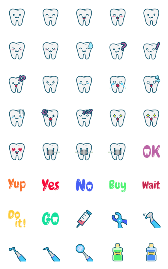 [LINE絵文字]Tooth Emoji Ver.1の画像一覧