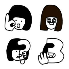 [LINE絵文字] Otoboke-kidsの白黒絵文字スタンプの画像