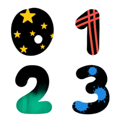 [LINE絵文字] Cutie emoji : colourful black numberの画像