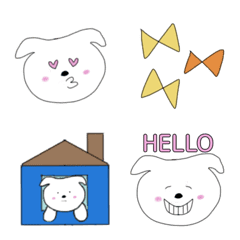 [LINE絵文字] シンプルでかわいいしろいろわんこの画像