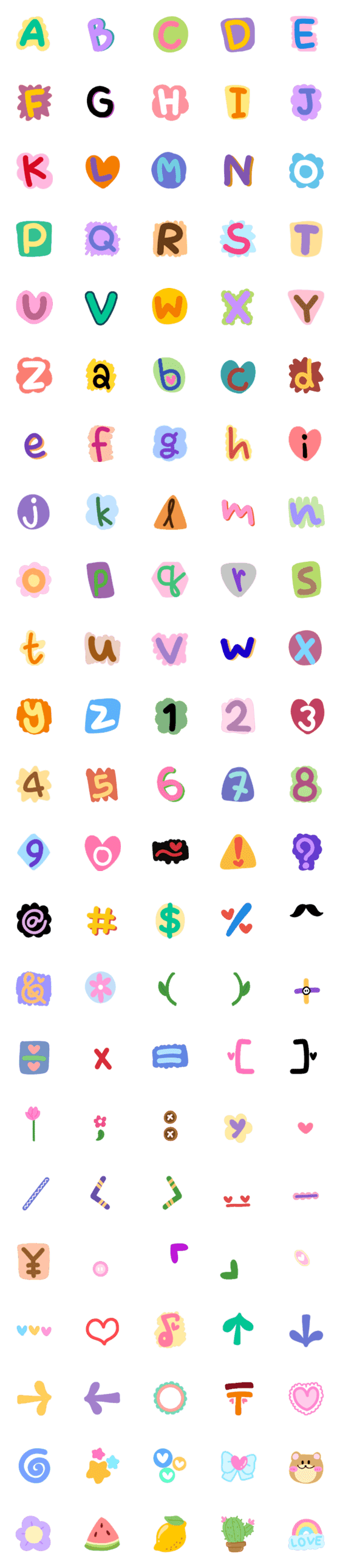 [LINE絵文字]Alphabet adorable colorful funnyの画像一覧
