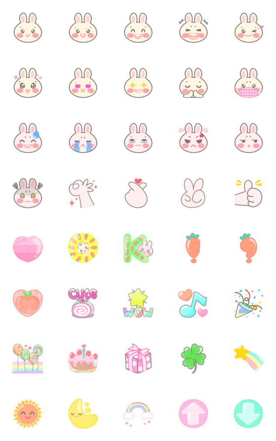 [LINE絵文字]Rabbits feel good Emojiの画像一覧