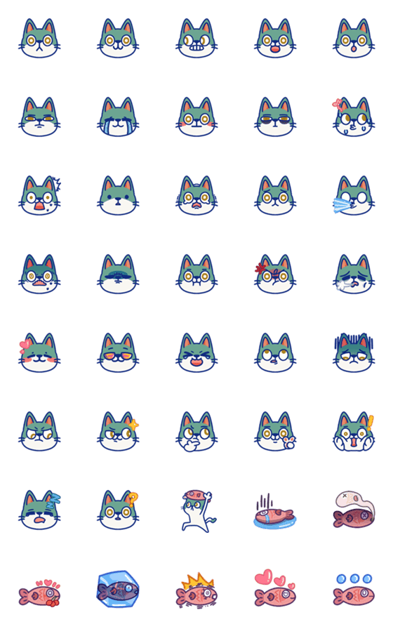 [LINE絵文字]CAT＆FISH ' s journey Emoji #1.1の画像一覧