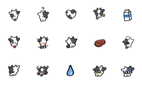 [LINE絵文字]Cute  cowsの画像一覧