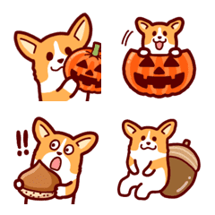 [LINE絵文字] 秋だ！コーギーだ！(秋、ハロウィン)の画像