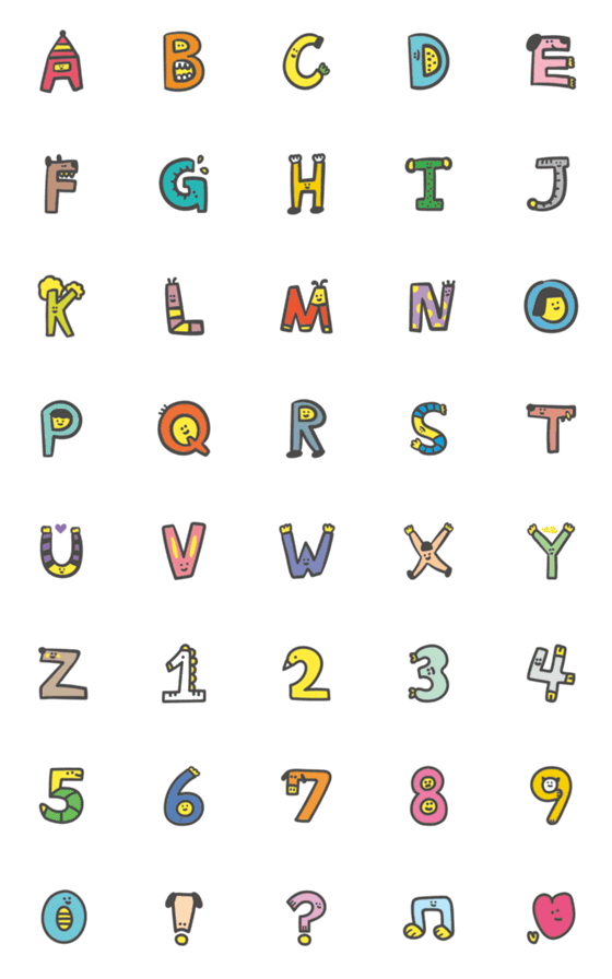 [LINE絵文字]Phoebemooon Emoji - Alphabets ＆ Numbersの画像一覧