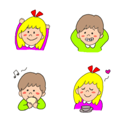 [LINE絵文字] 女の子と男の子～日常～の画像